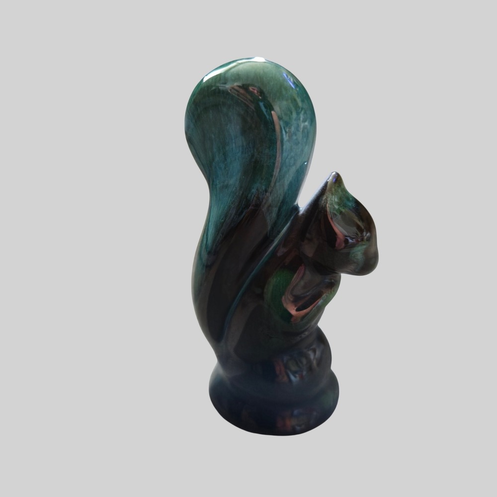 Blue Mountain Pottery Squirrel Figurine Green Drip Glaze Vintage Canada Ceramic